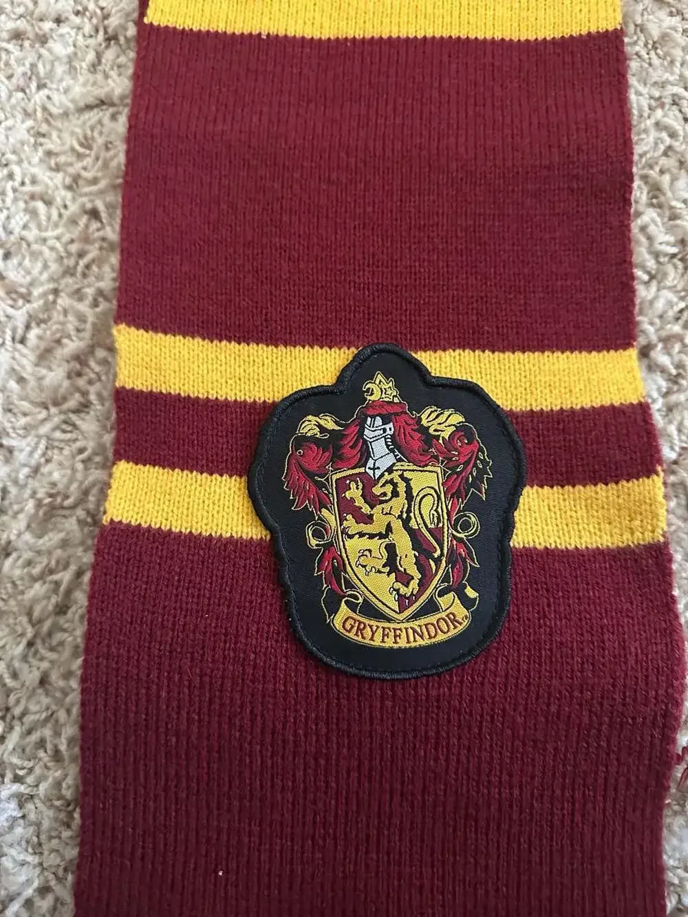 Harry Potter Gryffindor Striped Knit Scarf with House Crest Patch